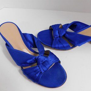 New Gianvito Rossi Royal Blue Satin‎ Strappy Slide Heels Italy 40